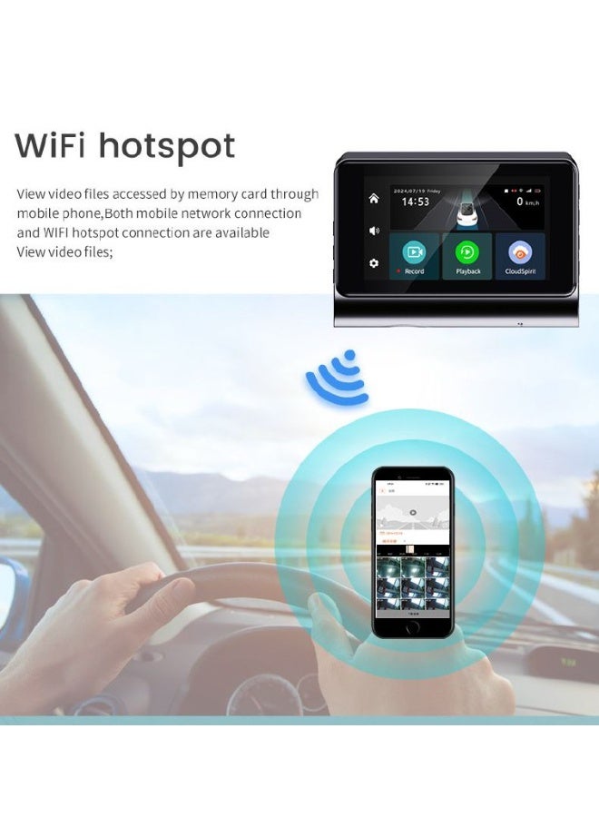 كاميرا داش كام 4g للاتصال عن بعد عبر الانترنت و واي فاي بدقة 2k عدسة مزدوجة و نظام مراقبة 24ساعة وتتبع عبر نظام ( GPS )  كاميرا سيارة للمراقبة والتتبع والحماية 24ساعة - Image 3